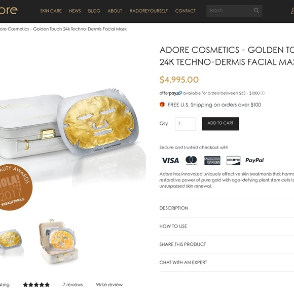 ADORE COSMETICS - GOLDEN TOUCH 24K Facial Mask - Picture 2 of 7